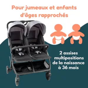 Bambisol Poussette urbaine 0 à 15 kg Poussette Double Côte à Côte